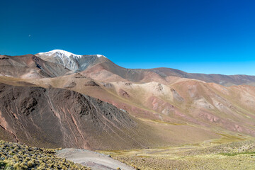 magnificent panorama of the South American Andes with snow-covered hills