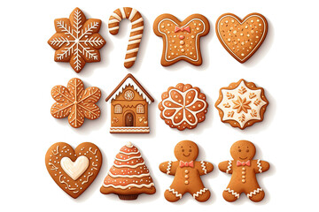 gingerbread cookies on white