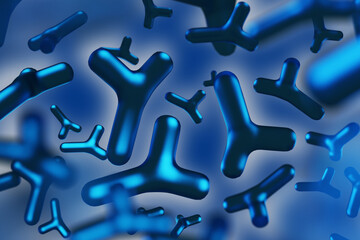 Lactobacillus of organism. Anaerobic bacteria in human body. Visualization Lactobacillus blue background. Beneficial bacteria in human body. Microbiome background. Lactobacillus bacteria. 3d image