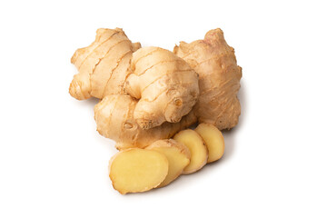 Ginger root isolated on white background.