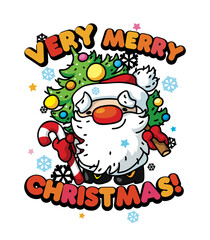 merry Christmas greeting card design with smiling santa 