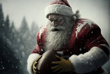 Santa Playing Football, American Football, Generative AI