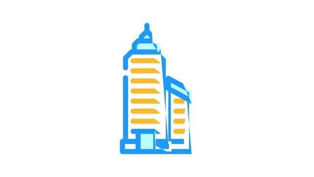 tower financial center skyscraper color icon animation