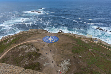 Wind rose near the Tower of Hercules in A Coruña with the sea very near, Galicia, Spain.