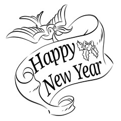 New Year - Swallow with Happy New Year Line 1 Asset 