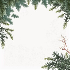 Fototapeta na wymiar christmas frame with fir branches