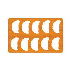 Dumplings on a wooden cutting board