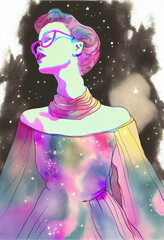 Mystical Woman Looking Into the Sky