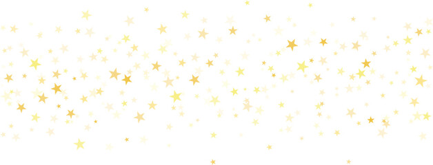 Gold stars vector background, sparkling Christmas confetti falling isolated on white. Golden shining flying stars glitter backdrop, sparkle border