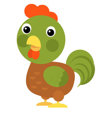 cartoon scene with happy little chicken rooster isolated illustration for children