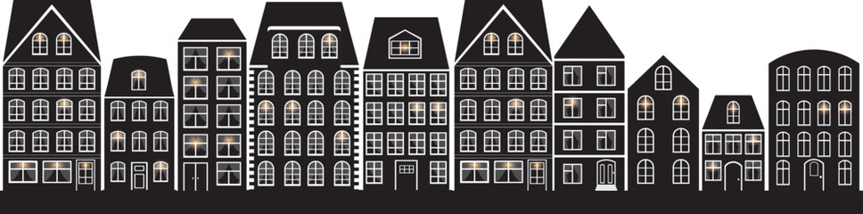 city, houses silhouette design vector isolated