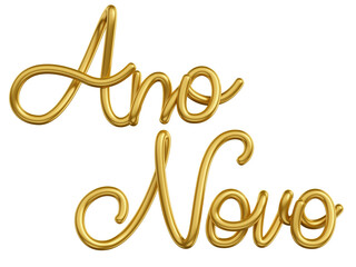 Fototapeta premium Ano novo escrita dourada isolada