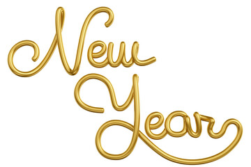 New Year lettering in golden isolated