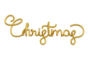 Christmas Lettering in golden isolated