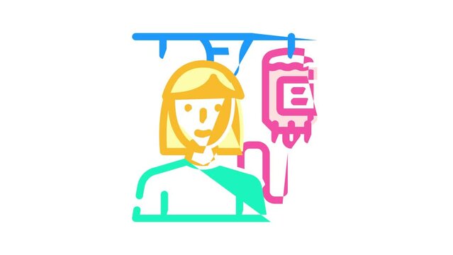 blood transfusion nurse color icon animation