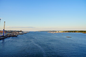 Sun set Landscape of Fore river in Portland, Maine, USA