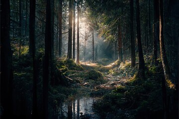 Fototapeta premium forest in the morning