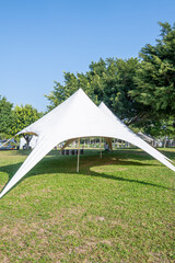 Camping tents on the park lawn