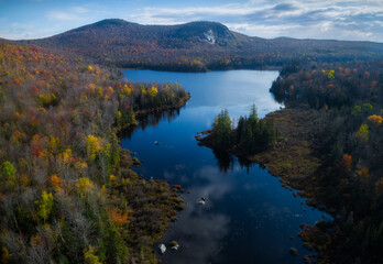 Fototapeta na wymiar New England Drone PanoramaTurtlehead Pond, Marshfield, Vermont