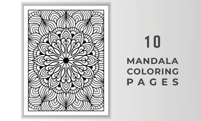 Adult Mandala Coloring Page Interior.
Arabic style mandala pattern design. Coloring page interior. Black and white mandala ornament