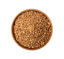 Naklejka premium Raw Buckwheat Pile Isolated, Dry Buck Wheat Grains, Russian Kasha Heap, Uncooked Buckwheat Cut Out