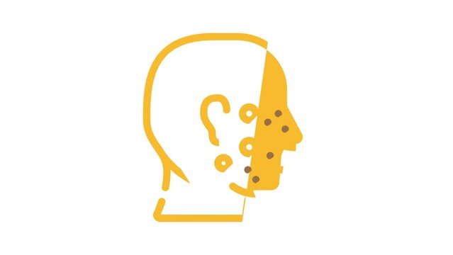 acne facial skin disease color icon animation