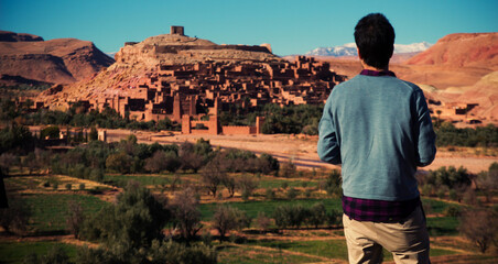 Kasbah Ait Ben Haddou in the Atlas Mountains of Morocco. UNESCO World Heritage Site since 1987....