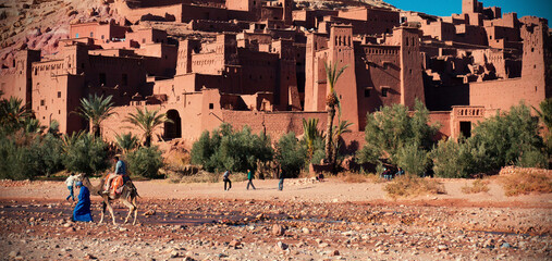 Kasbah Ait Ben Haddou in the Atlas Mountains of Morocco. UNESCO World Heritage Site since 1987....