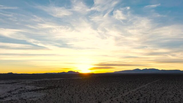 Golden sunrise over the Mojave Desert 