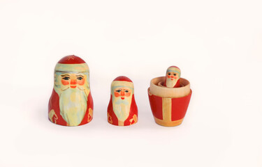 Russian Santas. Santa Clauses made in the form of nesting dolls. Traditional Russian doll called...