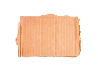 Piece of brown cupboard against white background.