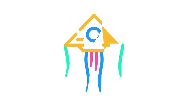 funny kite toy color icon animation