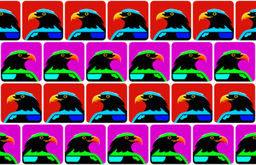 Seamless vector pattern made of eagle profiles