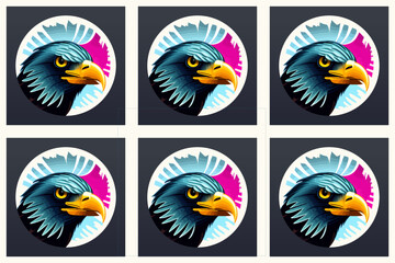 Seamless vector pattern made of eagle profiles