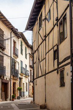 The old town of the medieval village of Covarrubias, Burgos, Castilla y Leon, Spain.