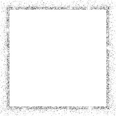 silver glitter square frame isolated on transparent background illustration, png, clip art