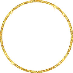 gold glitter cirlce  gold glitter circle frame isolated on transparent background illustration, png, clip art