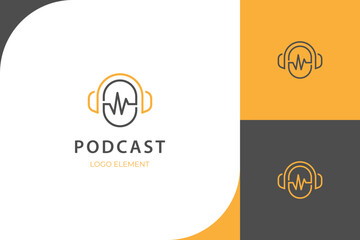 podcast logo icon design with Microphone and wave or talk icon flat illustration for radio, music, media, multimedia