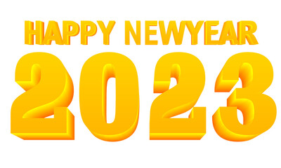 3D text New Year 2023 on a golden yellow theme