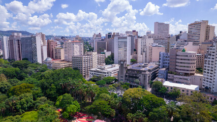 Aerial view of Américo Renné Giannetti Park, Belo Horizonte, Minas Gerais, Brazil. City center