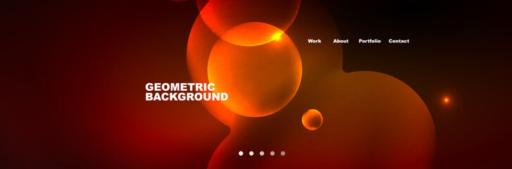 Shiny neon circles and bubbles, dark abstract background with blurred magic neon light, wallpaper design