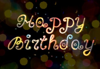 Colorful beautiful happy birthday text