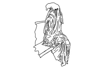 halloween grim reaper sitting on a chair