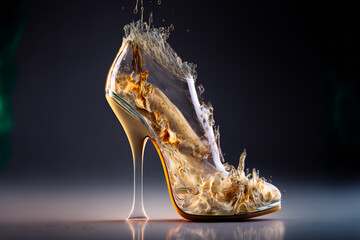 Abstract high heel women shoes. Fashion background.  Image created with Generative AI technology. - obrazy, fototapety, plakaty