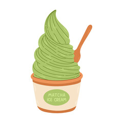 Matcha ice cream icon isolated vector for stickers, postcards, notebook