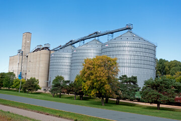 Grain elevators along the highway. Shakopee Minnesota MN USA