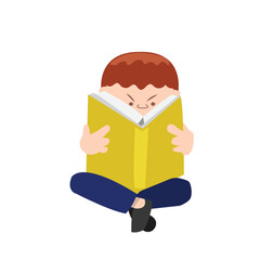 Young people love  reading books. Men and women fond of reading novels, poems and scientific literature. Students preparing for exams. Cartoon flat vector illustration isolated on white background