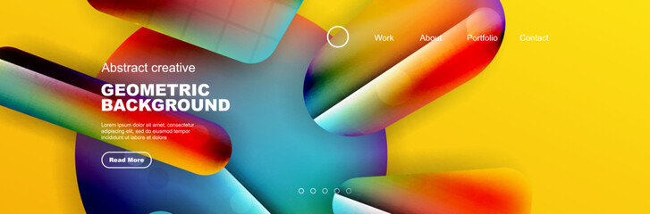 Overlapping geometric shapes background. 3D shadow effects and fluid gradients. Modern abstract forms