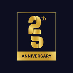 25th years anniversary emblem labels in golden color.