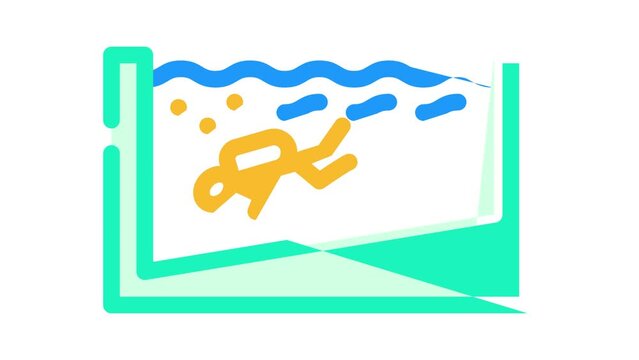 training in the pool color icon animation